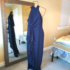 Halston draped evening dress